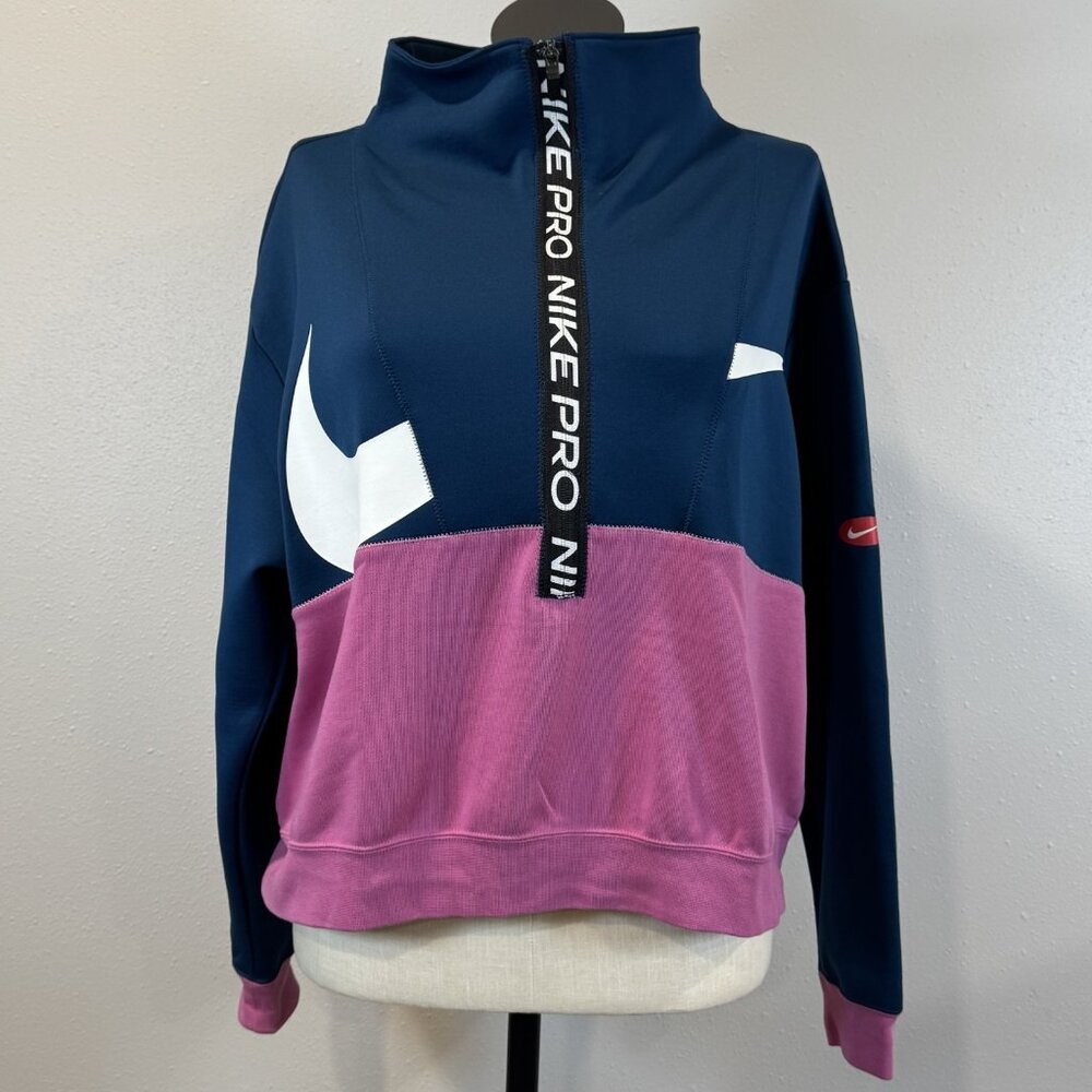 Nike Pro Womens 1X Colorblock Get Fit Icon Clash Half-Zip Training Sweatshirt